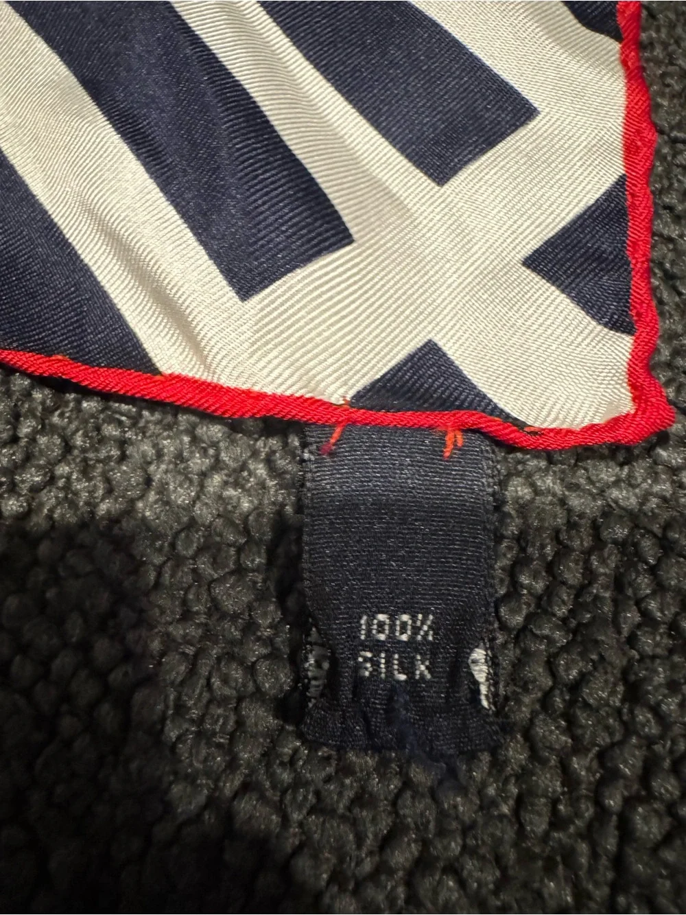 Burberry Navy, White and Red Plaid Silk Scarf